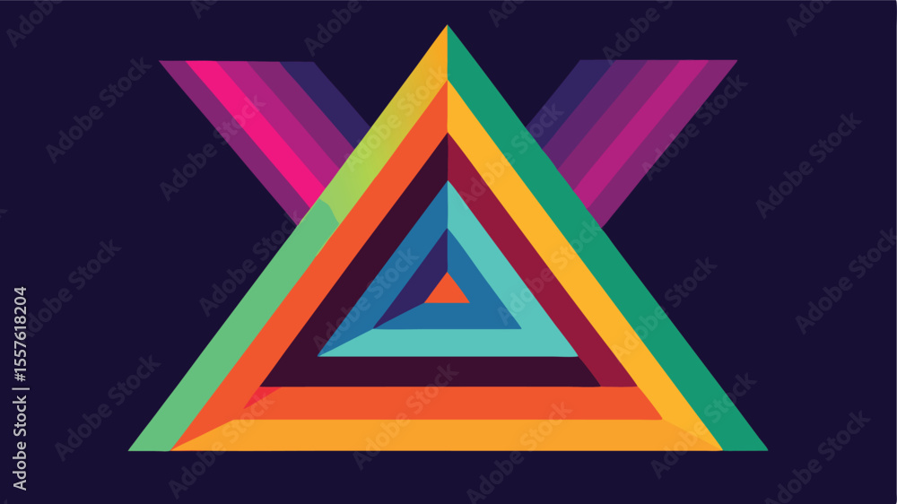 Poster abstract geometric composition with colorful overlapping triangles and transparency