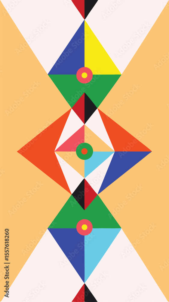 Poster abstract geometric composition with colorful shapes and forms on a transparent background
