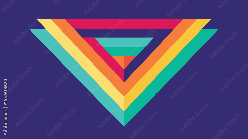 Aufkleber abstract geometric composition with overlapping triangles and vibrant colorful striped lines