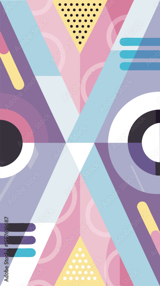 Aufkleber abstract geometric composition with pastel colors and transparency ideal for design projects