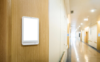 Blank digital display on wood wall