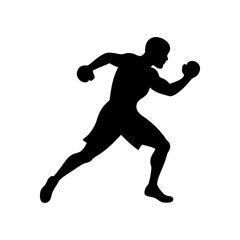 Action boxer silhouette design with white background for fitness and martial branding