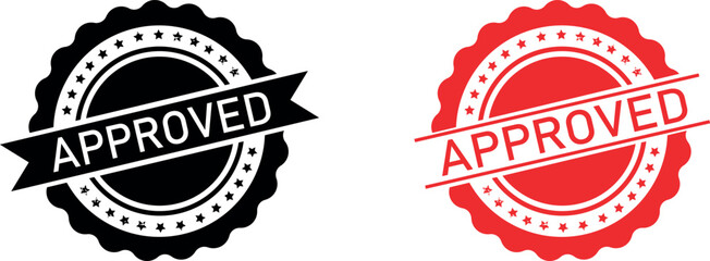 Approved Stamp Badge  in Black and Red 