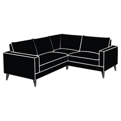Clean l shaped sectional couch furniture design element with a distinctive silhouette style