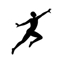 Jumping athlete silhouette vector with white background for sports and fitness branding