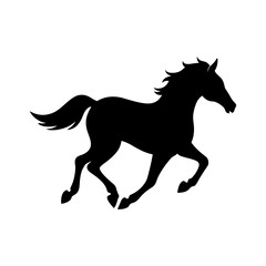 Horse galloping silhouette artwork with white background for nature and pet branding
