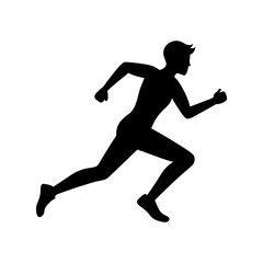 Athletic running man silhouette illustration for speed and sport branding with white background