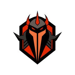 Sci fi armored emblem vector for futuristic battle and tech identity with white background