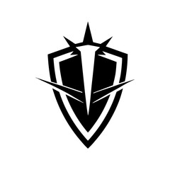 Minimal sharp blade emblem logo for security and modern defense icon with white background