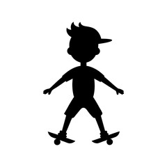 Skater boy silhouette vector artwork for street style and motion art with white background