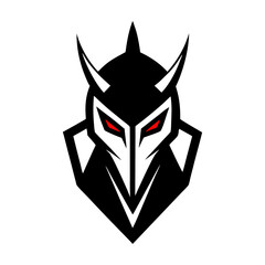 Sharp edge warrior mask logo illustration for futuristic combat icon with white background