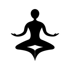 Minimal yoga silhouette pose design for calm and spiritual practice art with white background