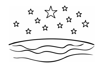 Many stars above wavy lines celestial night sky