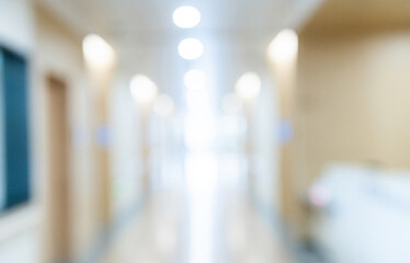 Blur background of empty ward corridor in the hospital