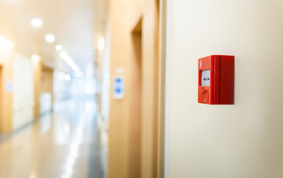 Fire alarm system box on the wall