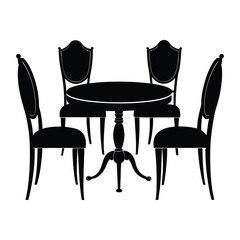 Classic dining table with four matching chairs in a clean minimalist silhouette design