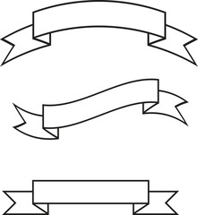 Three Simple Outline Banners, Ribbon Design Elements