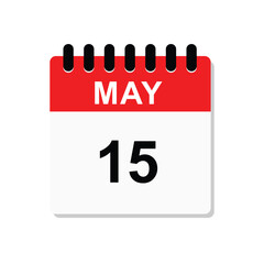 15 May, calendar icon. Calendar design vector template.  Vector illustration. 