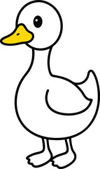 Obraz premium Adorable White Duckling Illustration Cute Farm Animal Drawing