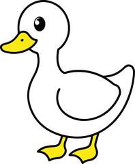 Obraz premium Adorable White Duckling Illustration Cute Baby Duck Cartoon