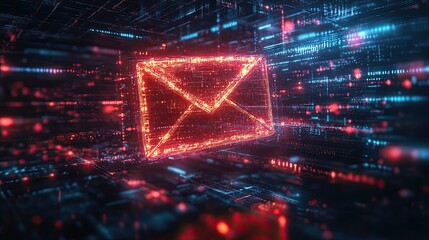 3D Envelope with Letter glowing softly in digital space symbolizing secure messaging and electronic communication concepts