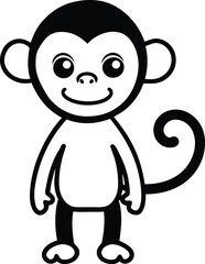 Adorable Cartoon Monkey Illustration  A Simple, Cute Primate Design