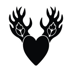 Charming deer hoof print design split into a heart shape perfect for nature and animal lovers silhouette