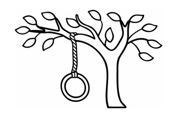 Tree with rope and circle swing branches