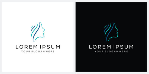 face beautiful woman logo design, for cosmetic beauty vector icons concept