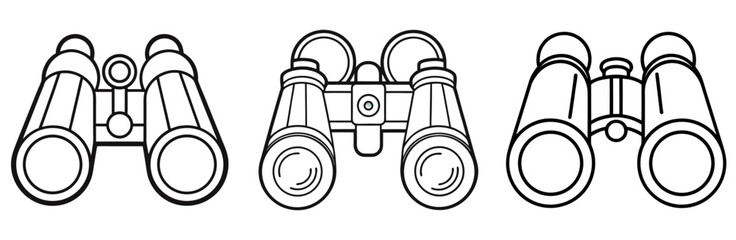 Binocular Coloring Book Page - Line Art Outline Illustration