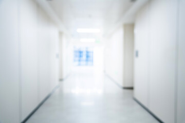 Blur background of empty corridor in the hospital