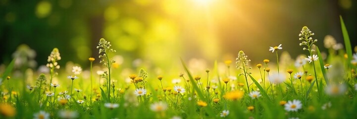 Sun-Dappled Wildflowers Idyllic Meadow Scene of Peaceful Beauty and Gentle Joy