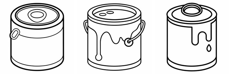 Paint Can Icon - Outline, Minimalist, Line Art Art Supplies Symbol