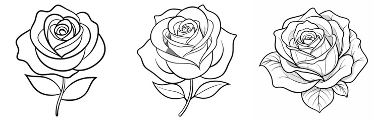 Rose Flower Icon - Outline, Minimalist, Line Art Floral Symbol
