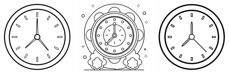 Wall Clock Icon - Outline, Minimalist, Line Art Symbol