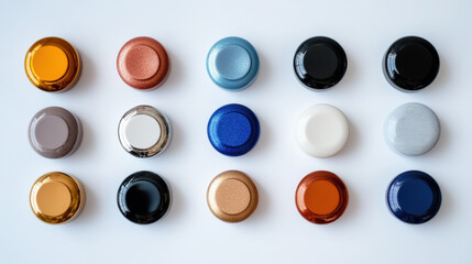 Isolated collection of contemporary doorbell buttons, each with a unique style, on a white backdrop. 