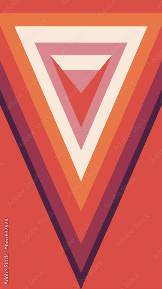 Poster abstract geometric pattern in warm tones with layered triangle design and transparency