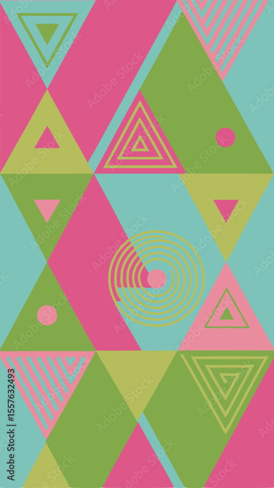 Poster abstract geometric pattern with colorful triangles and shapes on a transparent background
