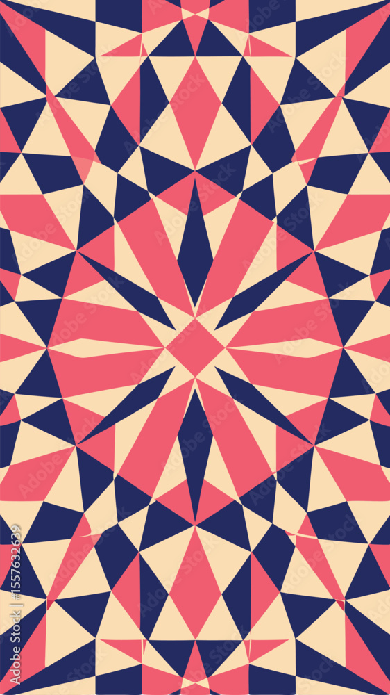 Poster abstract geometric pattern with triangles and diamonds in vibrant color palette
