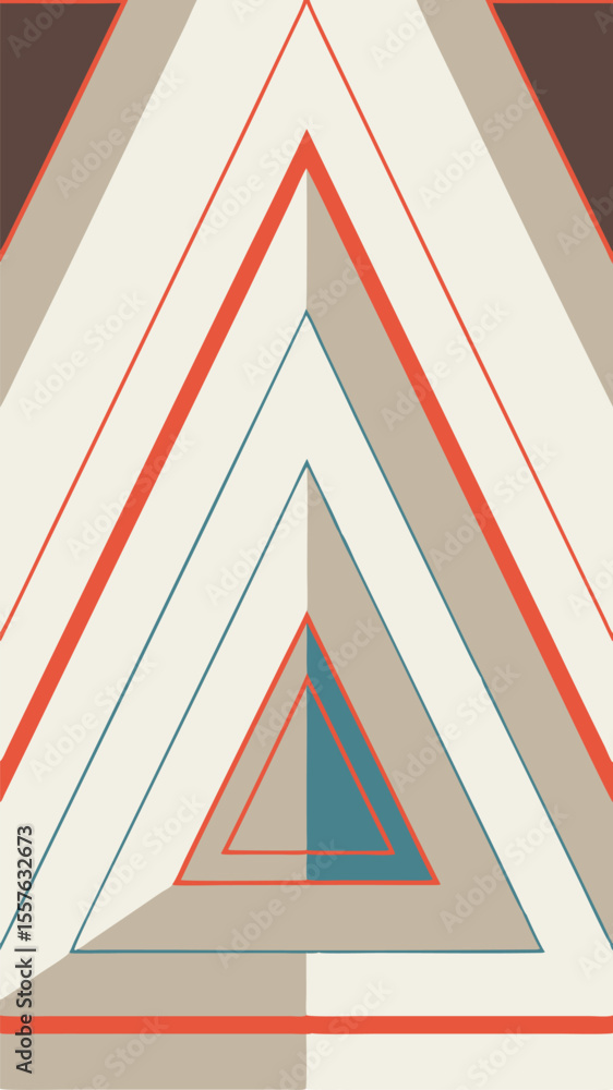 Poster abstract geometric pattern with triangles and lines in earth tones on transparent background