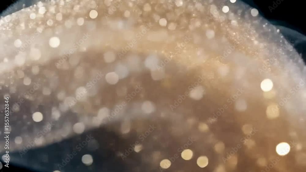 Poster Golden Bokeh Texture: Abstract image featuring a luxurious, flowing fabric with a golden bokeh effect, creating a dreamy, elegant, and luxurious texture.