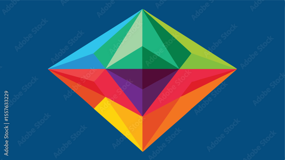Poster abstract geometric shape created with a multicolored palette on a transparent background