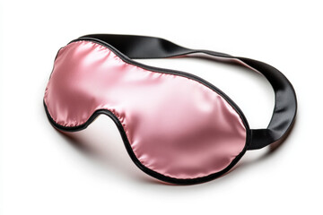 Luxury silk sleep mask in pastel pink, isolated on a clean white background. 