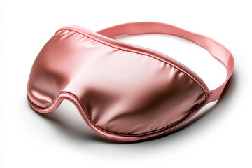 Luxury silk sleep mask in pastel pink, isolated on a clean white background. 