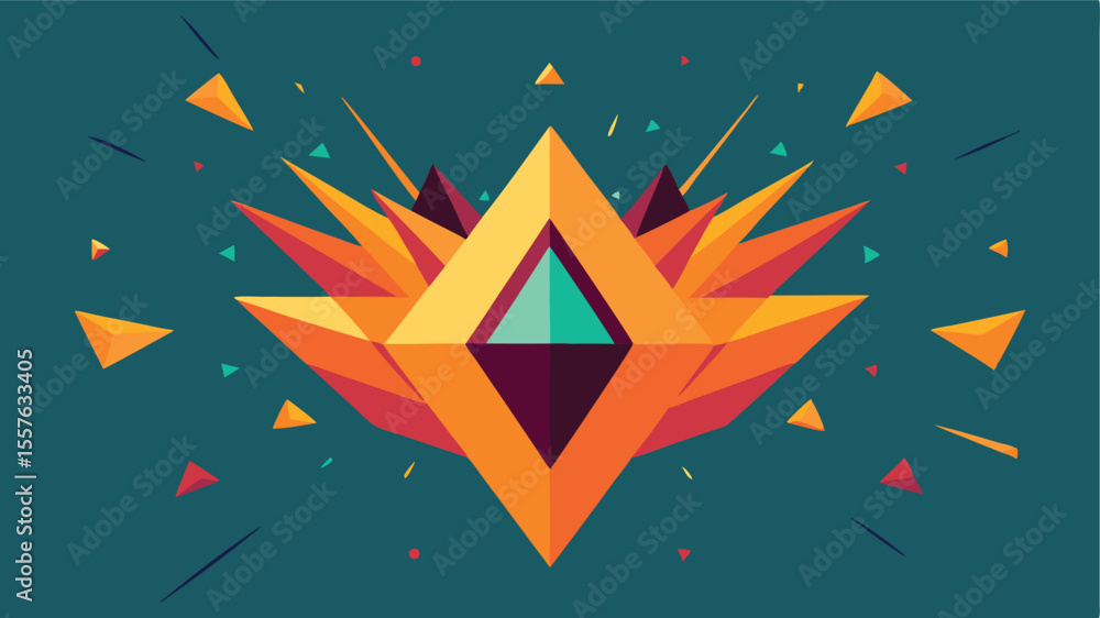 Poster abstract geometric shape with triangle elements and a modern colorful composition