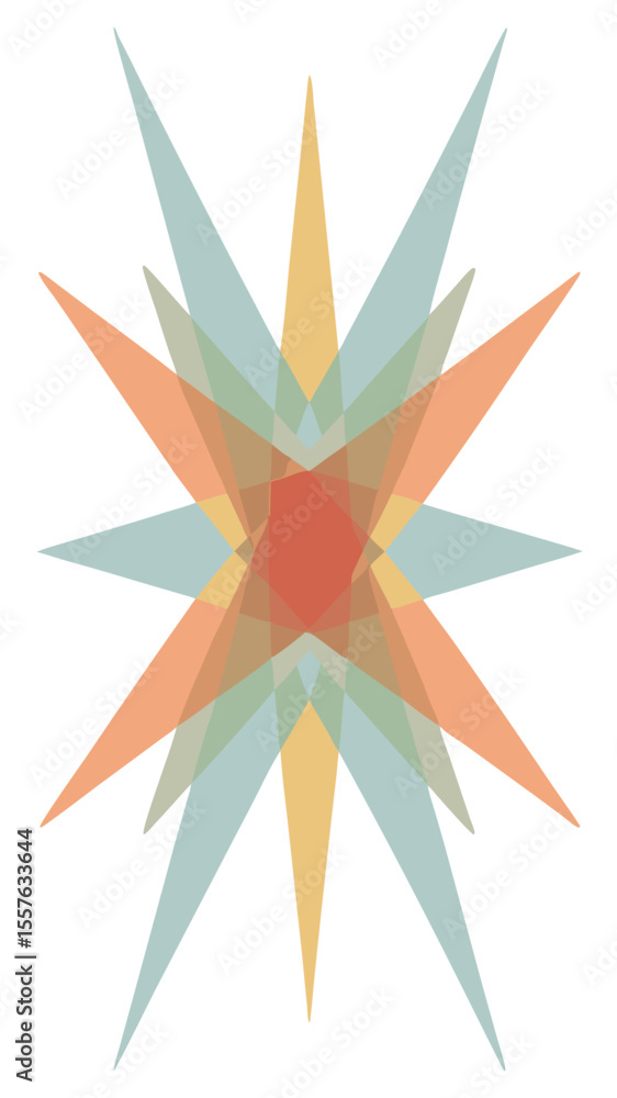 Aufkleber abstract geometric starburst with translucent overlapping shapes on white background