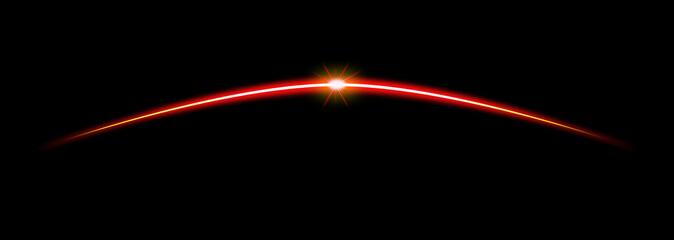 Red curved line - yellow glowing peak arc - star-point - bright gradient curve on black background. Glowing edge, dark background, light effect.