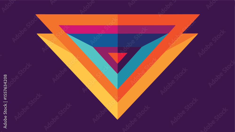 Poster abstract geometric triangle composition with layered colorful shapes and transparent elements