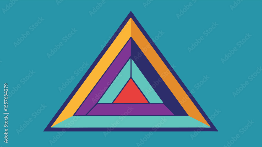 Poster abstract geometric triangle composition with layered shapes and vibrant modern color palette