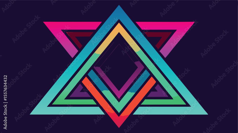 Poster abstract geometric triangle design featuring gradient color and layered perspective